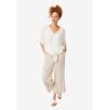 ellos Plus Size Gingham Back Elastic Wide Leg Crop Pants(Pale Indigo White Gingham)