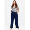 ellos Plus Size Linen-Blend Elastic Waist Drawstring Relaxed Pant(Midnight Green)