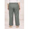 ellos Plus Size Linen-Blend Elastic Waist Drawstring Relaxed Pant(Olive Grey)
