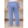 ellos Plus Size Linen-Blend Elastic Waist Drawstring Relaxed Pant(Pale Indigo)