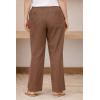 ellos Plus Size Linen-Blend Elastic Waist Drawstring Relaxed Pant(Pecan Brown)