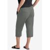 ellos Plus Size Ribbed Elastic Waist Linen-Blend Capris(Olive Grey)