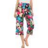 Woman Within Plus Size Pull-On Elastic-Waist Soft Capri(Black Happy Bloom)