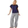 ellos Plus Size Linen-Blend Elastic Waist Drawstring Relaxed Pant(Navy White Stripe)