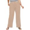 ellos Plus Size Linen-Blend Elastic Waist Drawstring Relaxed Pant(New Khaki)