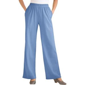 Woman Within Plus Size 7-Day Wide-Leg Elastic-Waist Stretchy Knit Pant(French Blue)