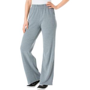 Woman Within Plus Size 7-Day Wide-Leg Elastic-Waist Stretchy Knit Pant(Medium Heather Grey)