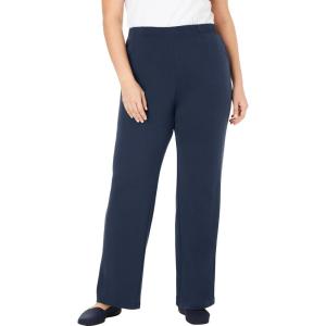 Woman Within Plus Size 7-Day Wide-Leg Elastic-Waist Stretchy Knit Pant(Navy)