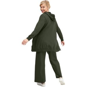 ellos Plus Size Wide Leg French Terry Sweatpant(Deep Olive)