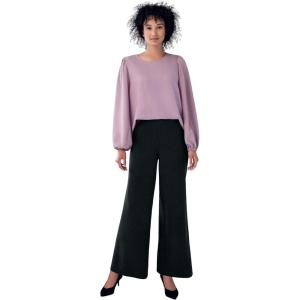 ellos Plus Size Wide Leg Soft Pants(Black)