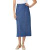Woman Within Plus Size Pull-On Flex Elastic-Waist Stretch Denim Skirt(Medium Stonewash)