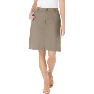 Woman Within Plus Size Adjustable Waist Chino Skort(Bark)
