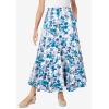 Woman Within Plus Size Wide Elastic Waist Skirt(Blue Blossom)