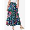 Woman Within Plus Size Wide Elastic Waist Skirt(Navy Hibiscus Floral)