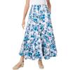 Woman Within Plus Size Wide Elastic Waist Skirt(Blue Blossom)