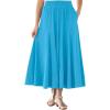 Woman Within Plus Size Wide Elastic Waist Skirt(Paradise Blue)