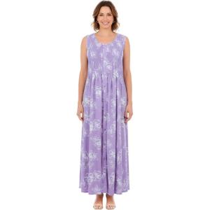Woman Within Plus Size Pintucked Sleeveless Dress(Soft Iris Plumeria)