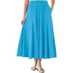 Woman Within Plus Size Wide Elastic Waist Skirt(Paradise Blue)