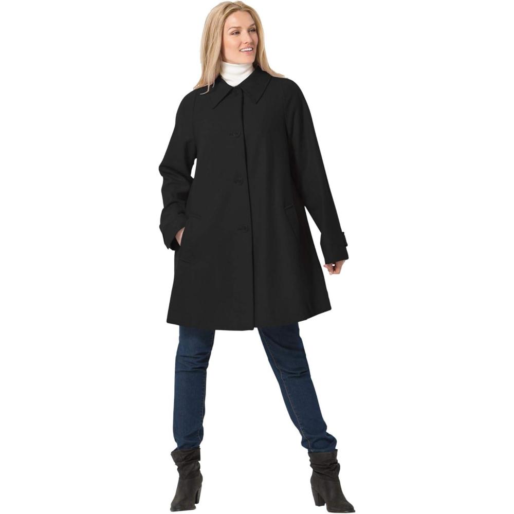 image:imageWoman Within Plus Size WoolBlend Classic ALine CoatBlack