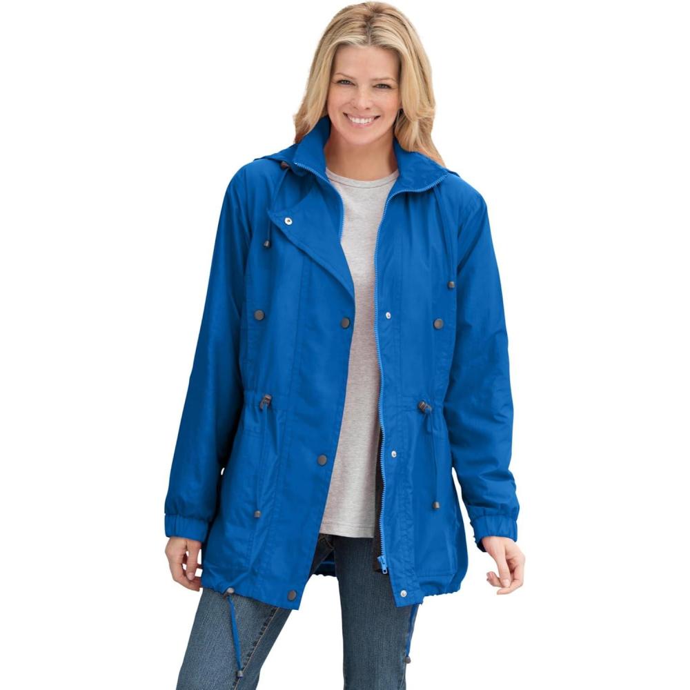 image:imageWoman Within Plus Size Taslon Anorak Jacket With Removable Fleece LiningBright Cobalt