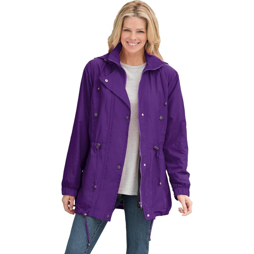 image:imageWoman Within Plus Size Taslon Anorak Jacket With Removable Fleece LiningRadiant Purple