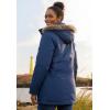 ellos Plus Size Faux Fur Trim Two-Way Zip-Front Mid-Length Parka(Marine Blue)