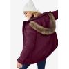 ellos Plus Size Faux Fur Trim Two-Way Zip-Front Mid-Length Parka(Midnight Berry)