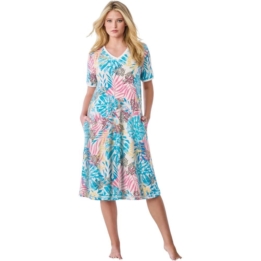 image:imageDreams amp Co Plus Size Short TShirt LoungerMulti Jungle