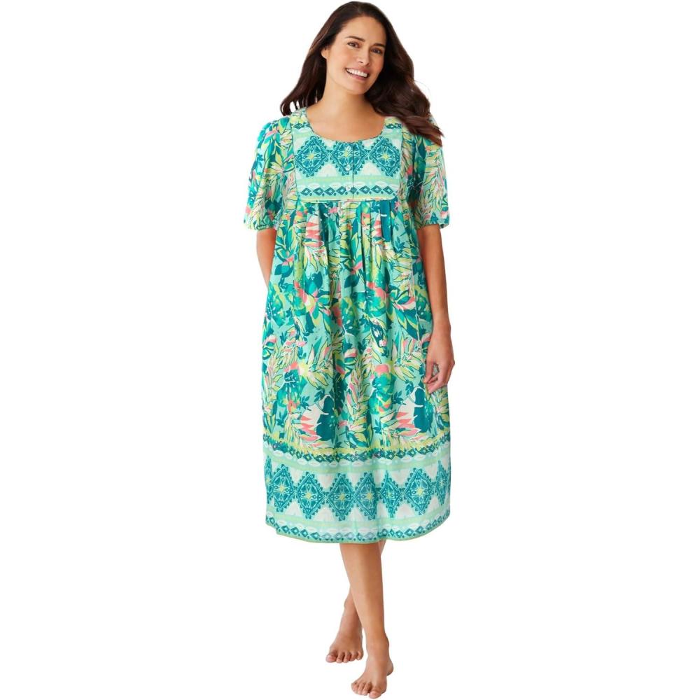 image:imageOnly Necessities Plus Size Mixed Print Short LoungerIsland Aqua Tropical