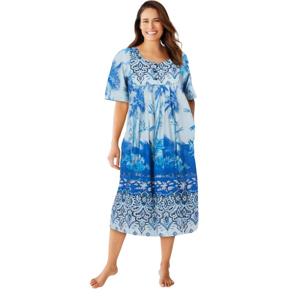 image:imageOnly Necessities Plus Size Mixed Print Short LoungerUltra Blue Palm