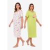 Dreams & Co. Plus Size 2-Pack Long Sleepshirts(Lime Squeeze)