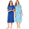Dreams & Co. Plus Size 2-Pack Long Sleepshirts(Raspberry Sorbet Flamingos)