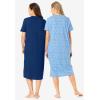 Dreams & Co. Plus Size 2-Pack Long Sleepshirts(Sky Blue Popsicle)