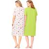 Dreams & Co. Plus Size 2-Pack Short-Sleeve Sleepshirt(Lime Squeeze)