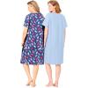 Dreams & Co. Plus Size 2-Pack Short-Sleeve Sleepshirt(Sky Blue Popsicle)