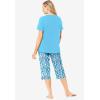 Dreams & Co. Plus Size 2-Piece Capri PJ Set(Glass Blue Peacock)