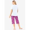 Dreams & Co. Plus Size 2-Piece Capri PJ Set(Raspberry Peace Sign)