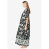 Only Necessities Plus Size Petite Bib-Front Short Sleeve Maxi Lounger(Black Vine)