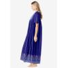Only Necessities Plus Size Petite Bib-Front Short Sleeve Maxi Lounger(Blue Sapphire Gem)