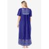 Only Necessities Plus Size Petite Bib-Front Short Sleeve Maxi Lounger(Blue Sapphire Gem)