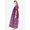 Only Necessities Plus Size Petite Bib-Front Short Sleeve Maxi Lounger(Boysenberry Floral)