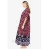 Only Necessities Plus Size Petite Bib-Front Short Sleeve Maxi Lounger(Classic Red Print)
