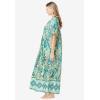 Only Necessities Plus Size Petite Bib-Front Short Sleeve Maxi Lounger(Island Aqua Tropical)