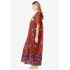 Only Necessities Plus Size Petite Bib-Front Short Sleeve Maxi Lounger(Paprika Folk Floral)