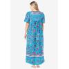 Only Necessities Plus Size Petite Bib-Front Short Sleeve Maxi Lounger(Waterfall Burst Print)