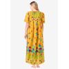 Only Necessities Plus Size Petite Bib-Front Short Sleeve Maxi Lounger(Yellow Butterfly)
