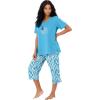 Dreams & Co. Plus Size 2-Piece Capri PJ Set(Glass Blue Peacock)