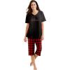 Dreams & Co. Plus Size 2-Piece Capri PJ Set(Red Buffalo Plaid)