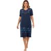 Dreams & Co. Plus Size Short T-Shirt Lounger(Navy Dancing Stars)
