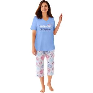 Dreams & Co. Plus Size 2-Piece Capri PJ Set(Multi American Dreaming)
